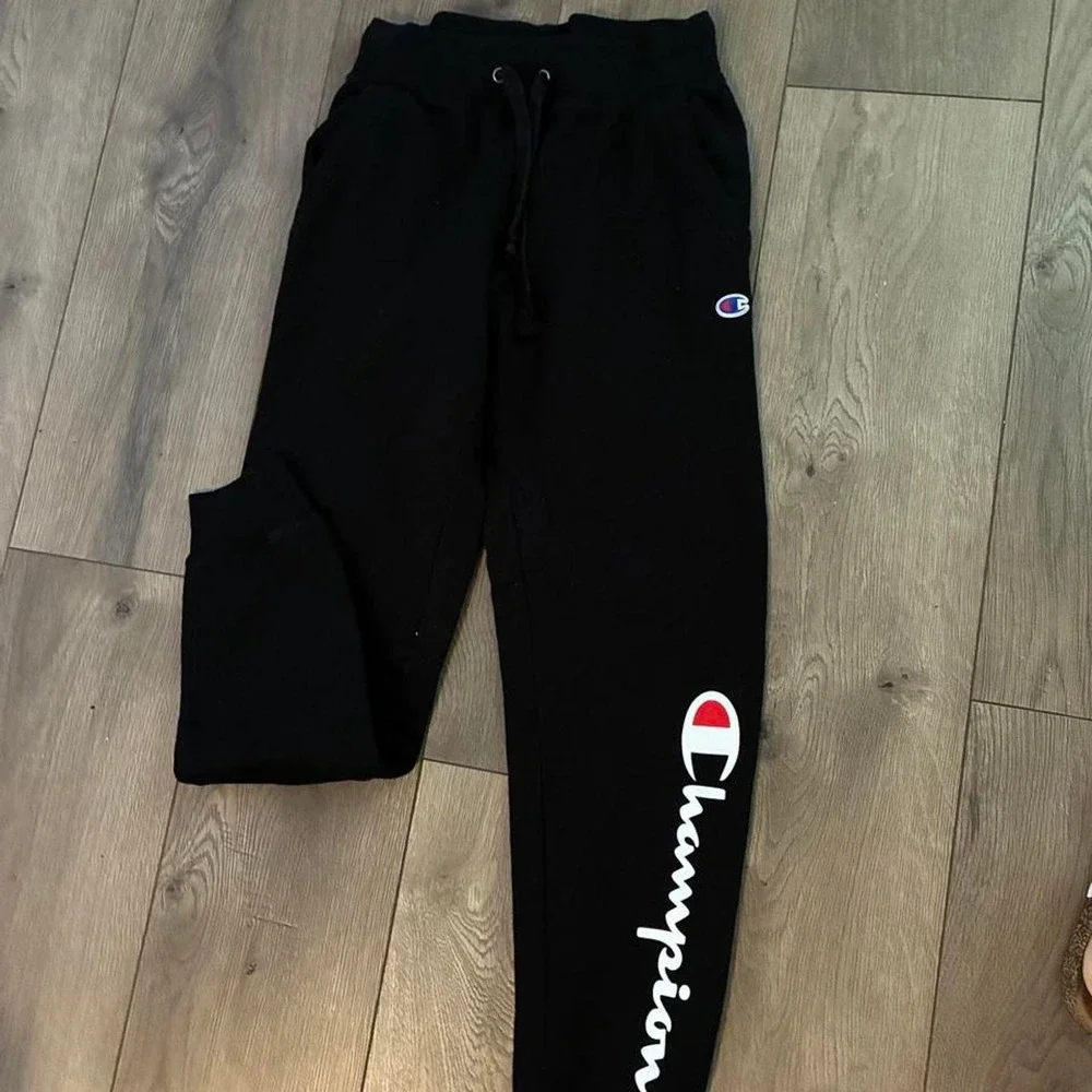 Champion Joggers Kids XS Black New Athleisure Logo Sweatpants